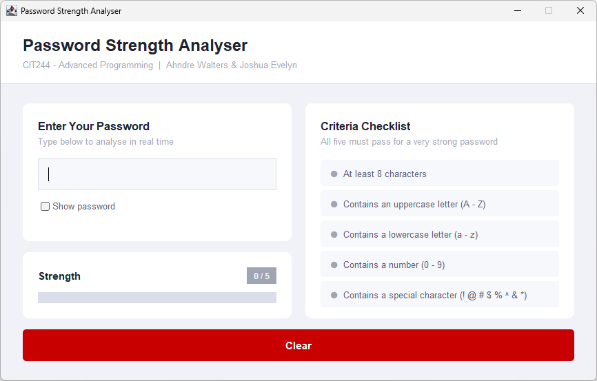 Password Strength Analyser in JAVA